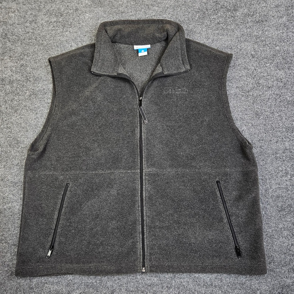 Columbia Cathedral Peak Fleece Vest Men's XXL Grey Full Zip Jacket WM1480